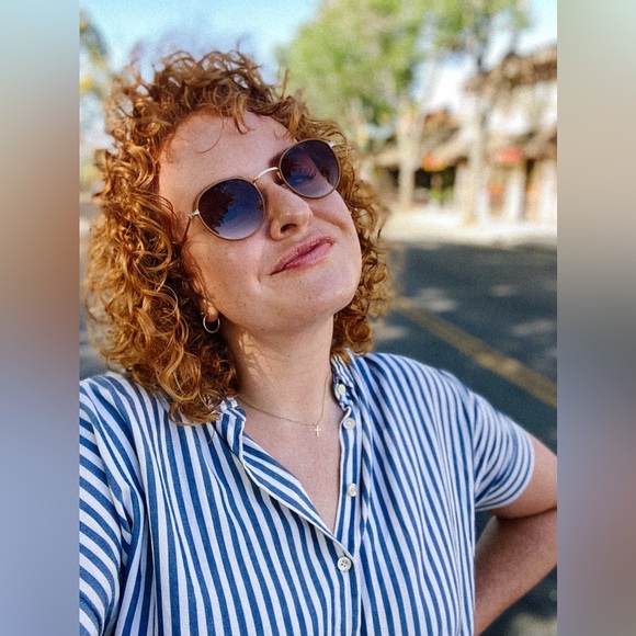 Madewell Blue and White Striped Cotton Button-Up Shirt - Picture 5 of 6